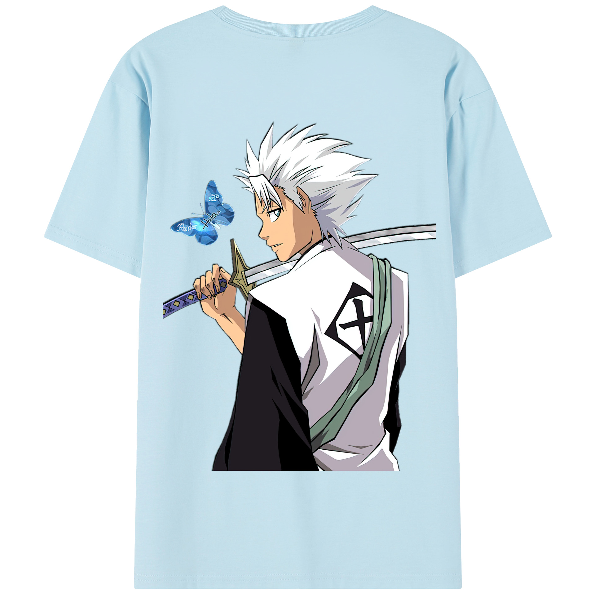 （画像用） ブリーチ 日番谷冬獅郎（ひつがや とうしろう） BLEACH Hitsugaya Toushirou 綿100％半袖Tシャツ（背面プリント）